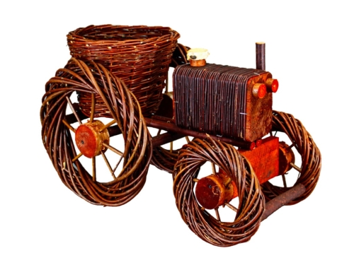 Wiklinowy traktor - kwietnik (ciemny)